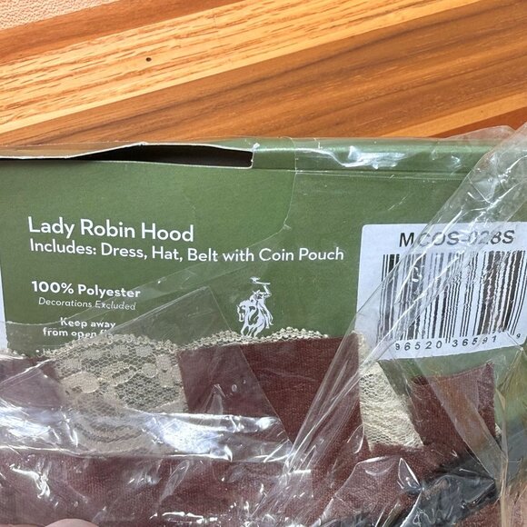 Lady Robin Hood Costume Dress Hat Belt Coin Pouch Womens Small Halloween Cosplay - Picture 3 of 6